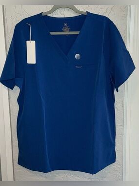 Organix Royal Blue V-Neck Scrub Top & Bottom Jogger Set (NWT)